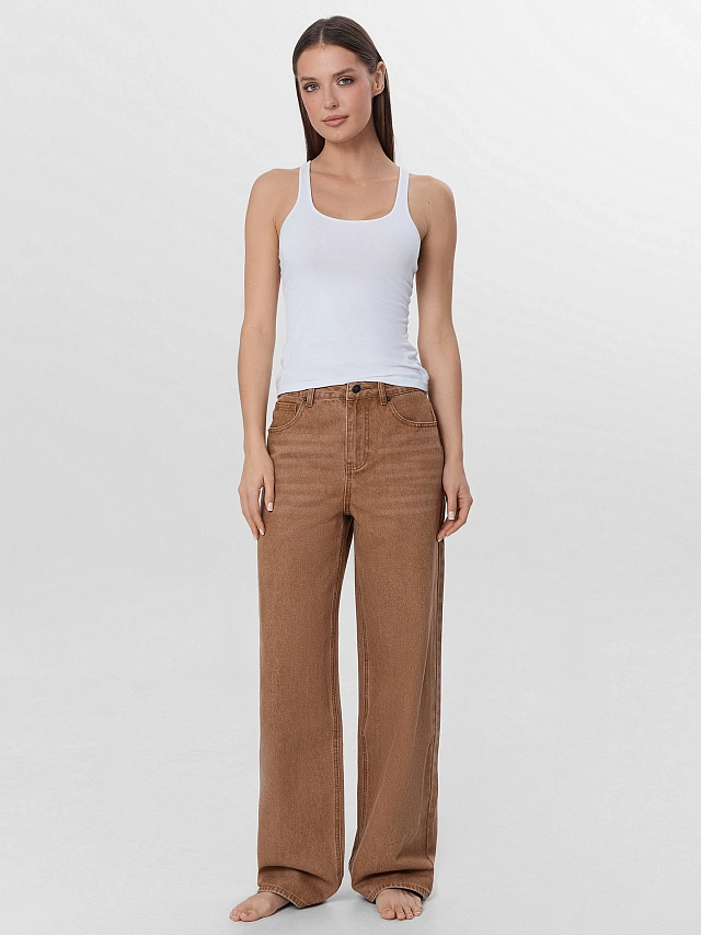 Джинсы женские wide leg коричневые - 5