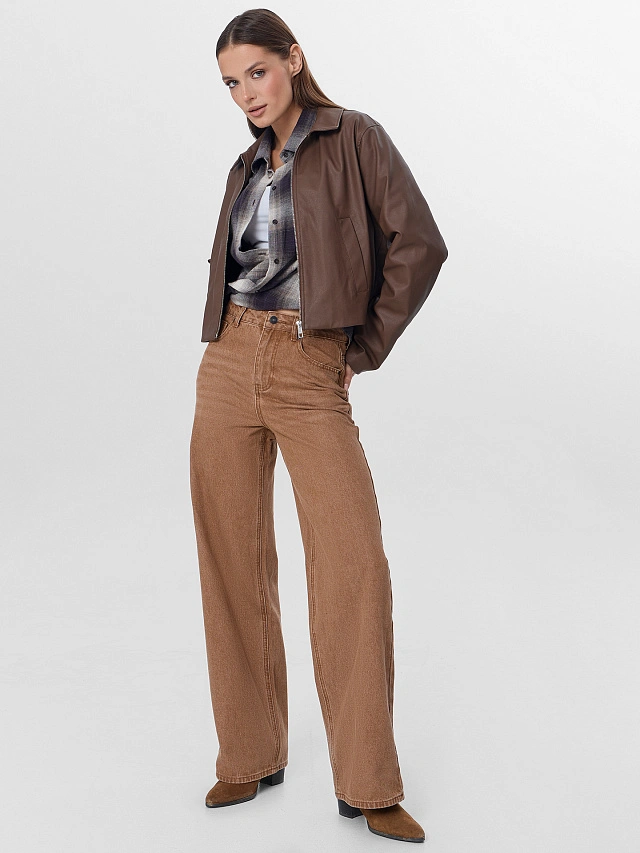 Джинсы женские wide leg коричневые - 8