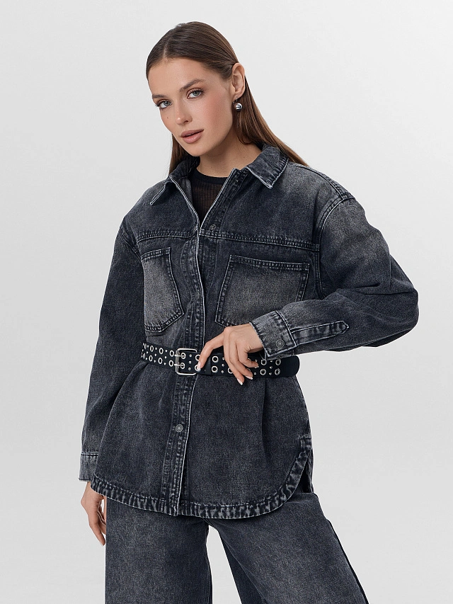 Жакет женский джинсовый серый - 8