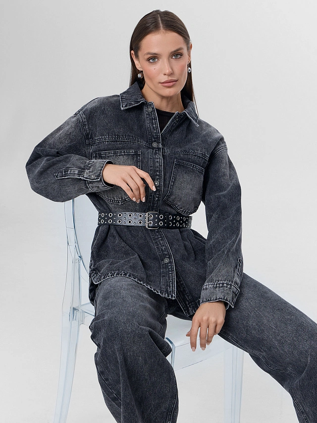 Жакет женский джинсовый серый - 9