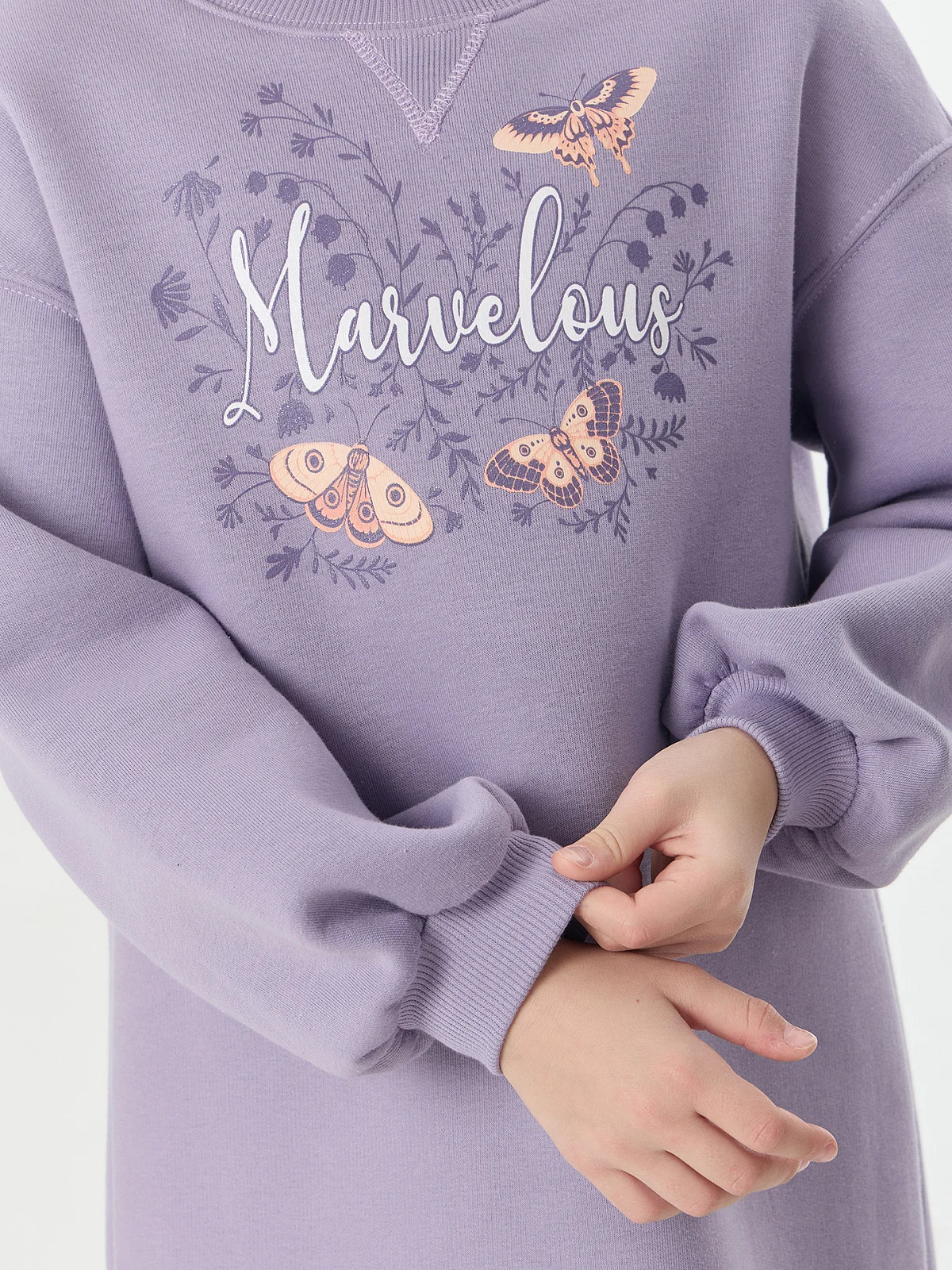 Платье для девочек фиолетовое с надписью "Marvelous"