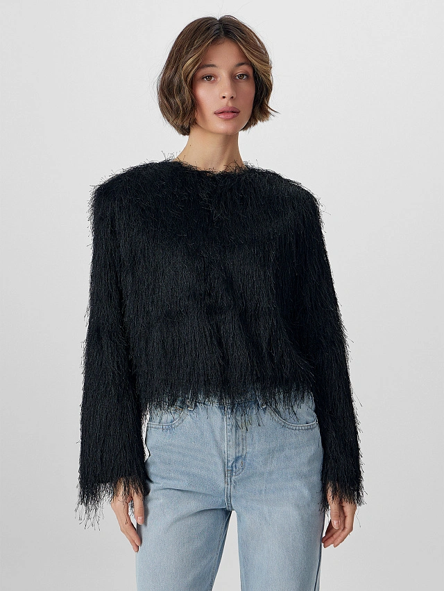 Жакет Mark Formelle x Ольга Бузова черный пушистый - 7