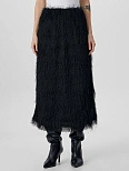 Юбка миди женская черная пушистая