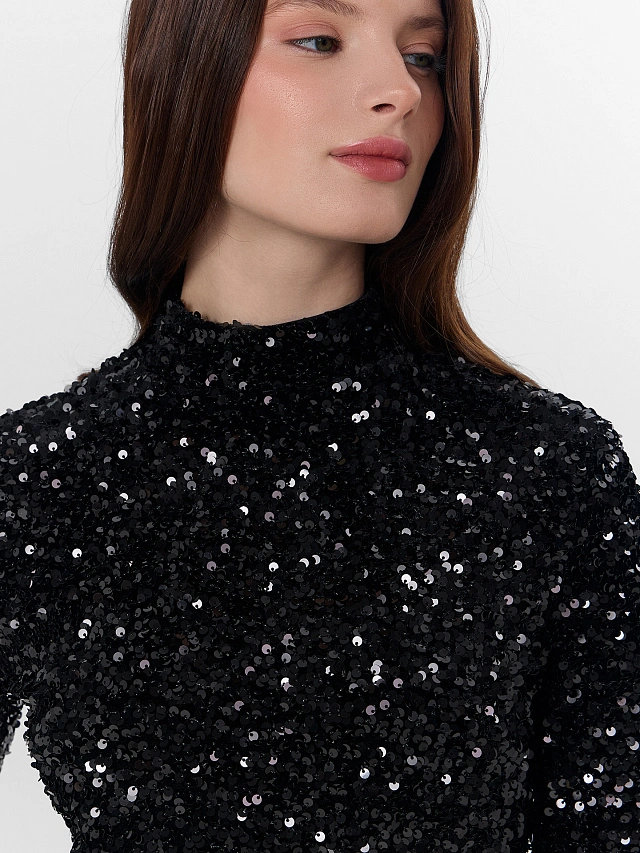 Платье Mark Formelle x Ольга Бузова новогоднее черное с пайетками - 4