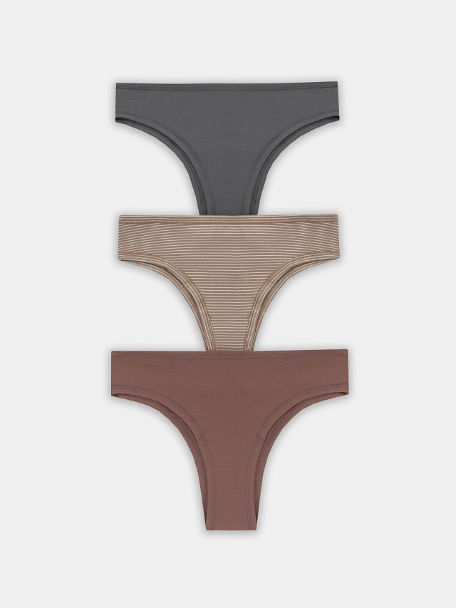 Трусы бразилиана женские в наборе, 3 шт - 9