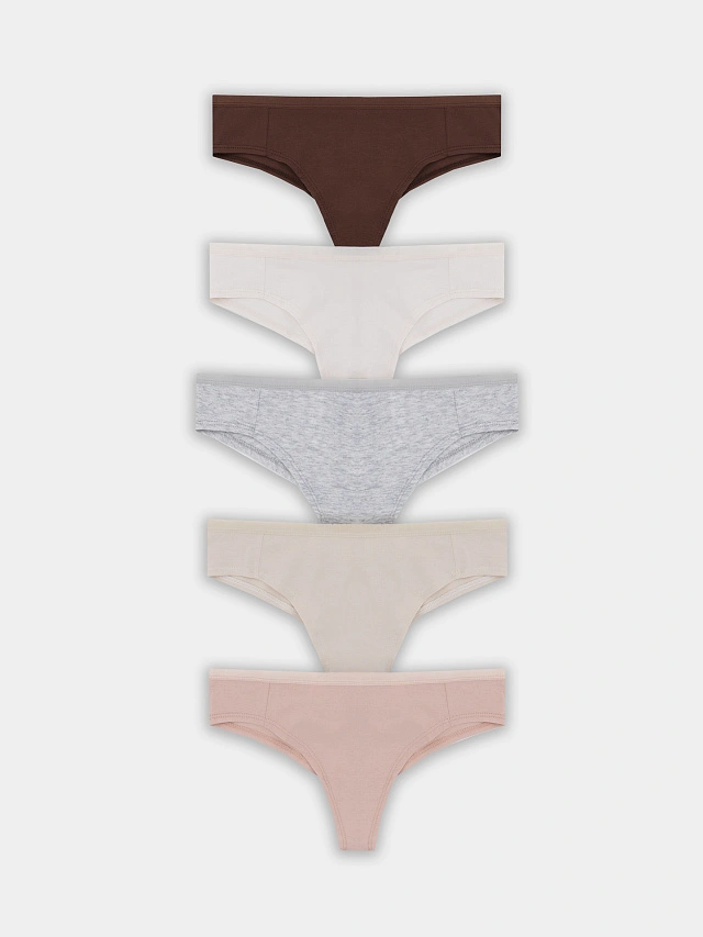 Трусы бразилиана женские белые в наборе, 5 шт - 9