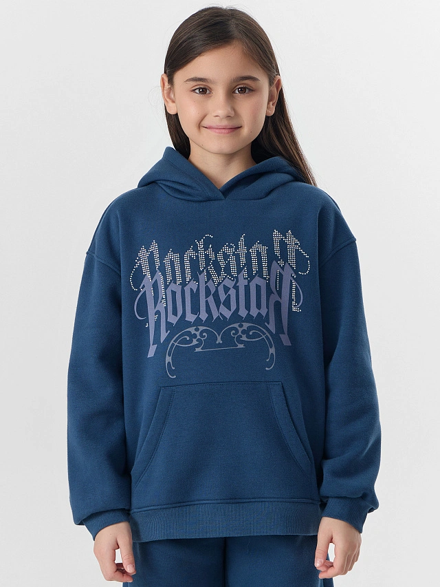 Комплект для девочек синий с надписью "Rockstar" - 6