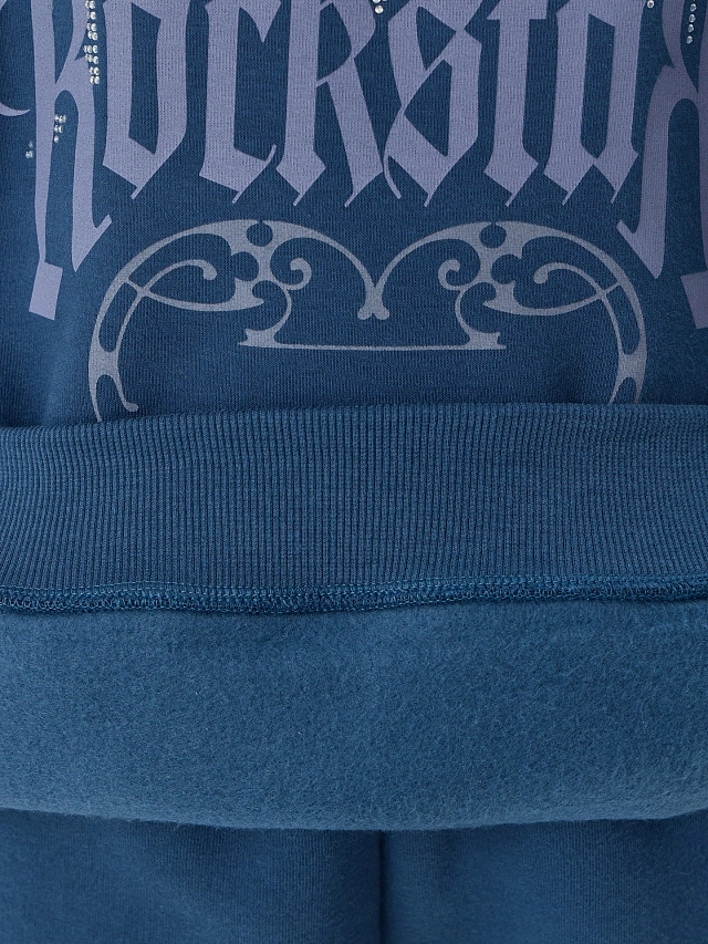 Комплект для девочек синий с надписью "Rockstar" - 10