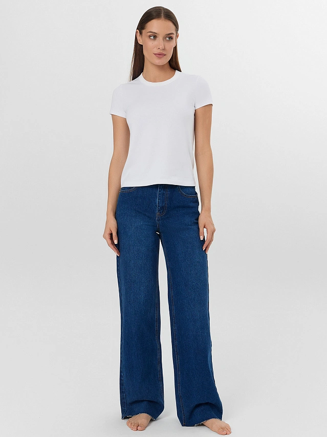 Джинсы женские wide leg темно-синие - 5