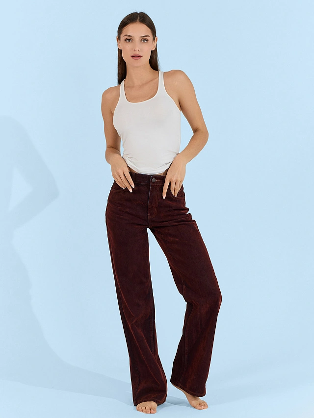 Джинсы женские wide leg коричневые - 3