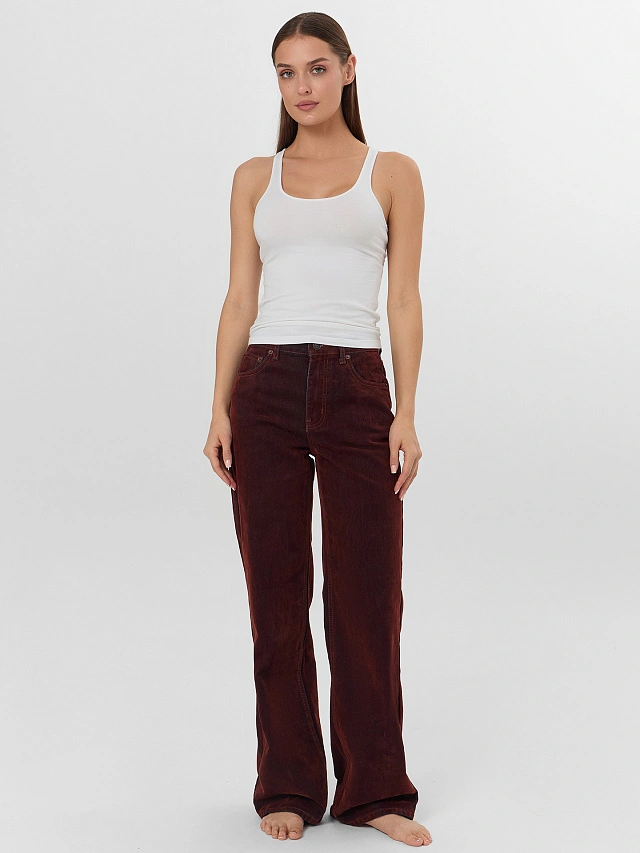 Джинсы женские wide leg коричневые - 6