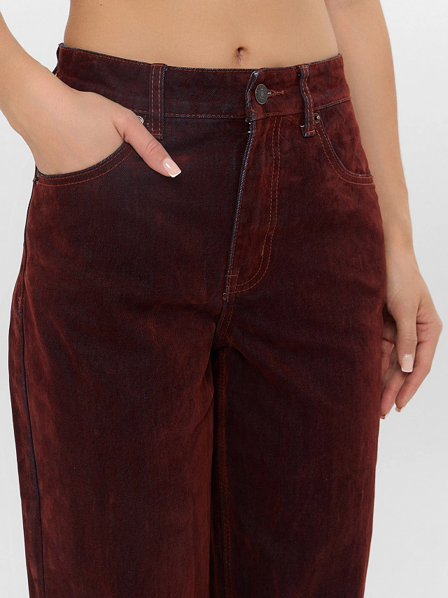 Джинсы женские wide leg коричневые - 7