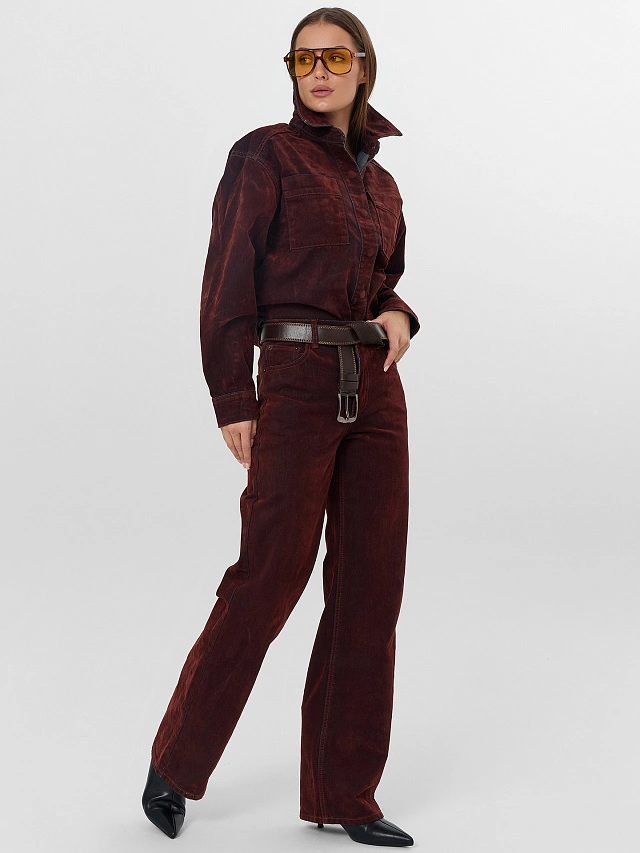 Джинсы женские wide leg коричневые - 9