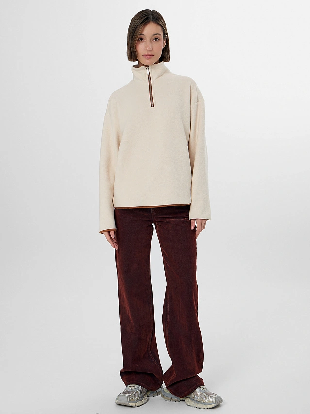 Толстовка женская бежевая из флиса - 4