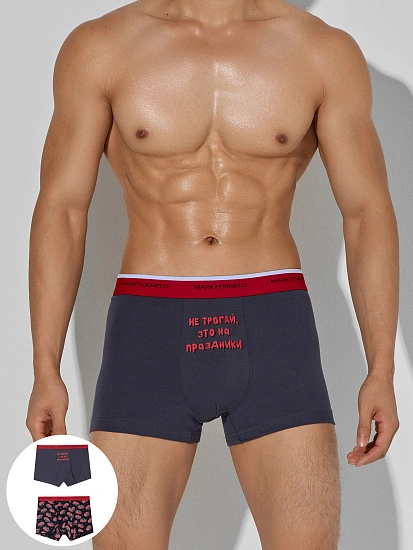 картинка Трусы боксеры мужские с новогодним принтом в наборе, 2 шт от магазина мужской одежды Mark Formelle