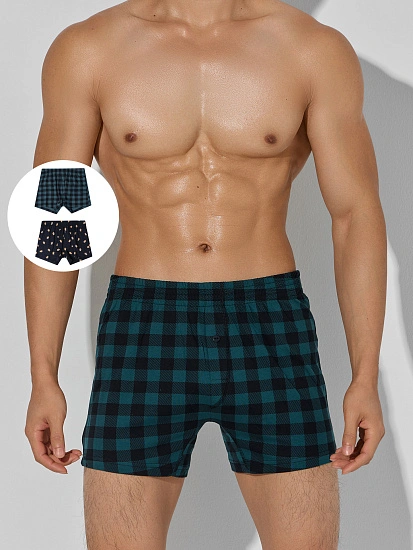 картинка Трусы шорты мужские с новогодним принтом в наборе, 2 шт от магазина мужской одежды Mark Formelle