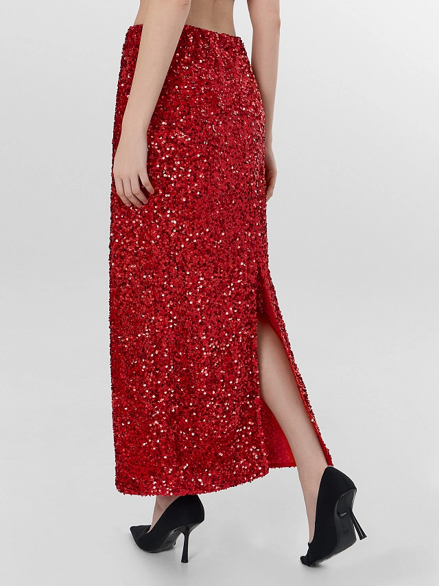 Юбка женская красная с пайетками - 2
