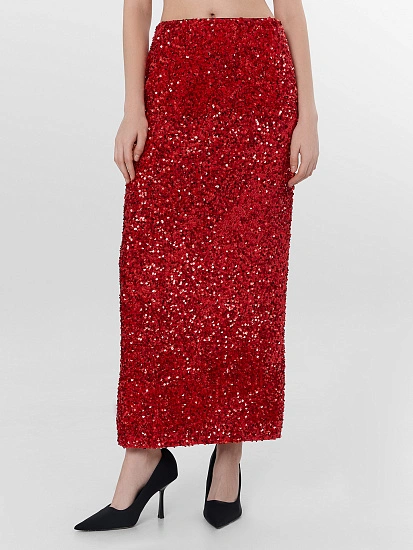картинка Юбка женская красная с пайетками от магазина стильной одежды Mark Formelle