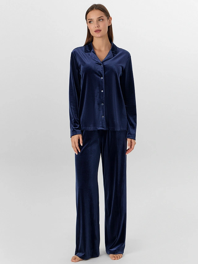 Комплект домашний женский велюровый синий - 3