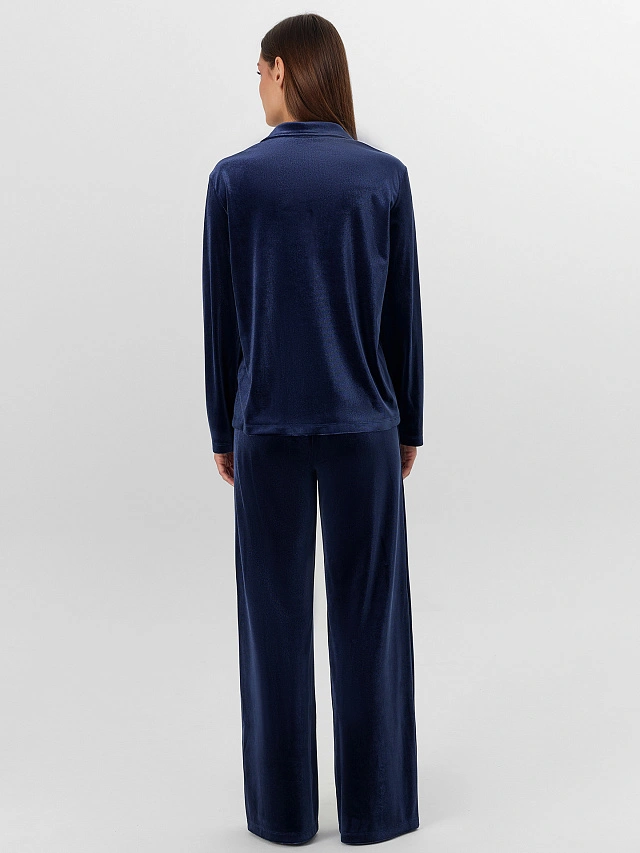 Комплект домашний женский велюровый синий - 4
