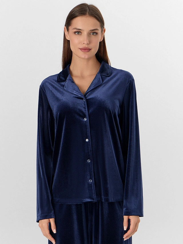 Комплект домашний женский велюровый синий - 5