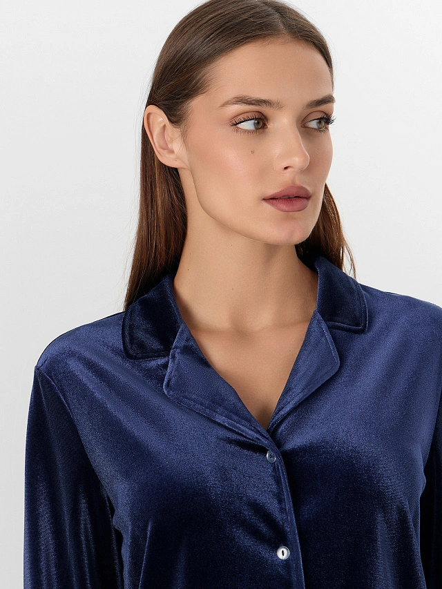 Комплект домашний женский велюровый синий - 6