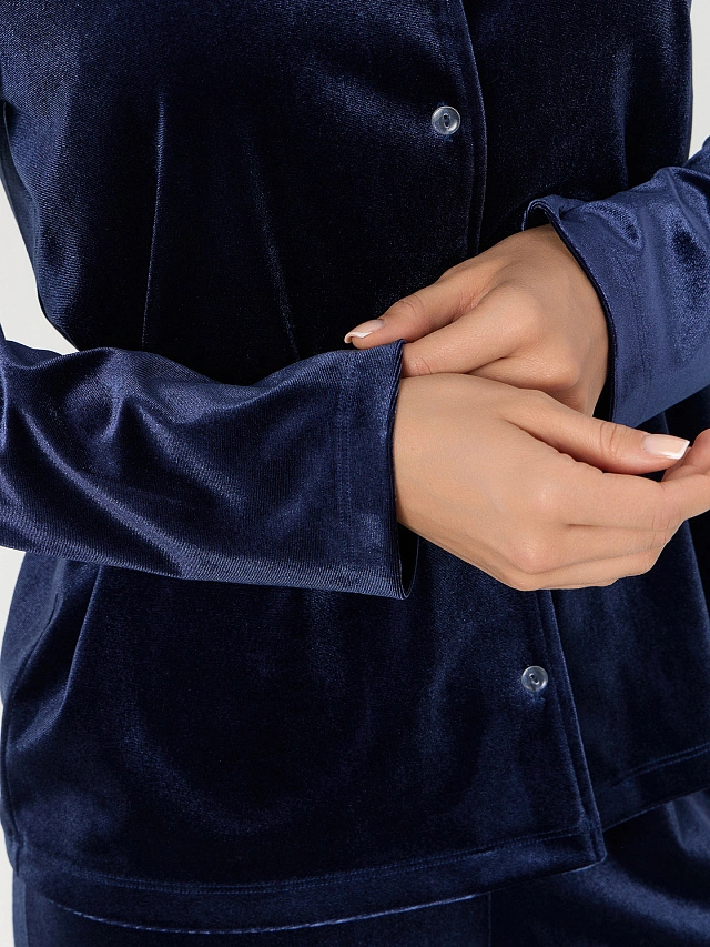 Комплект домашний женский велюровый синий - 7