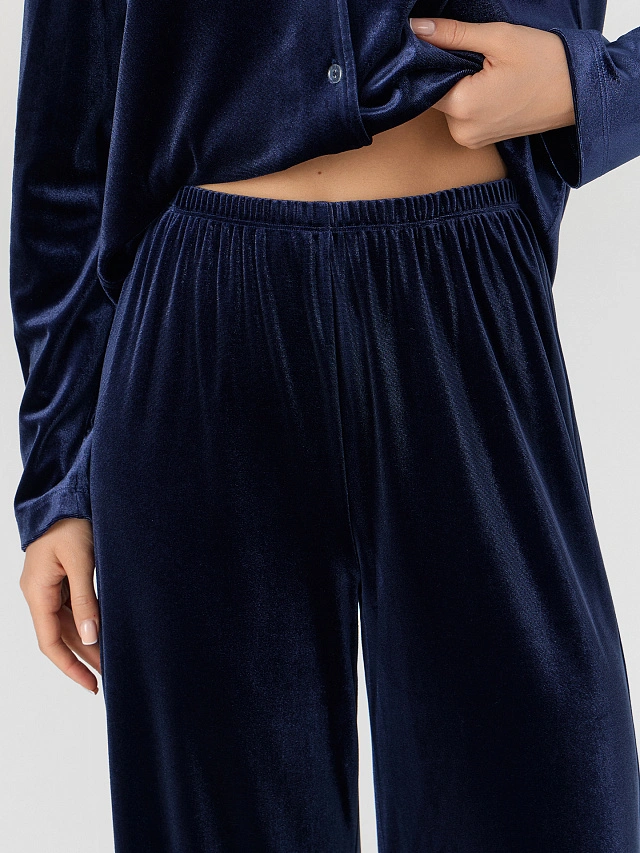 Комплект домашний женский велюровый синий - 8