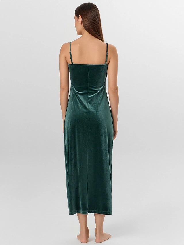 Платье домашнее женское зеленое велюровое - 2