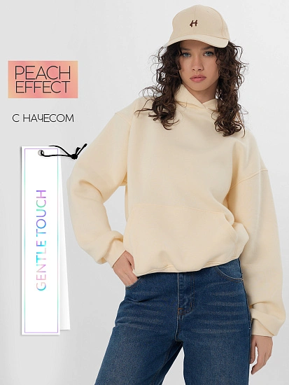 картинка Теплое худи женское бежевое с начесом от магазина стильной одежды Mark Formelle