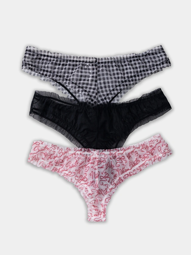 Трусы бразилиана женские в наборе, 3 шт - 2