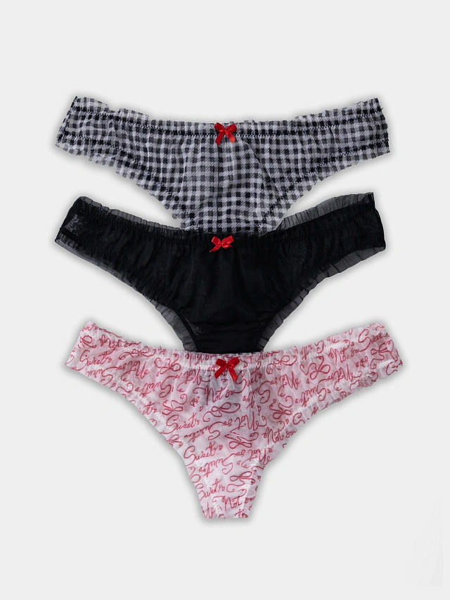 Трусы бразилиана женские в наборе, 3 шт - 11