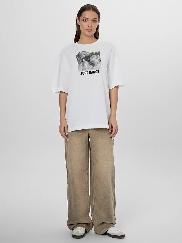 Футболка женская новогодняя с надписью "No panic. Just dance" - 6