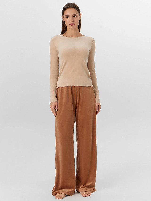 Джемпер женский бежевый велюровый - 3