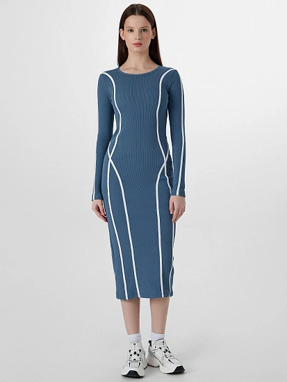 картинка Платье женское синее с декоративными лампасами от магазина стильной одежды Mark Formelle