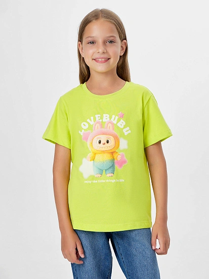 картинка Футболка для девочек желтая с принтом от известного бренда одежды для девочек Mark Formelle