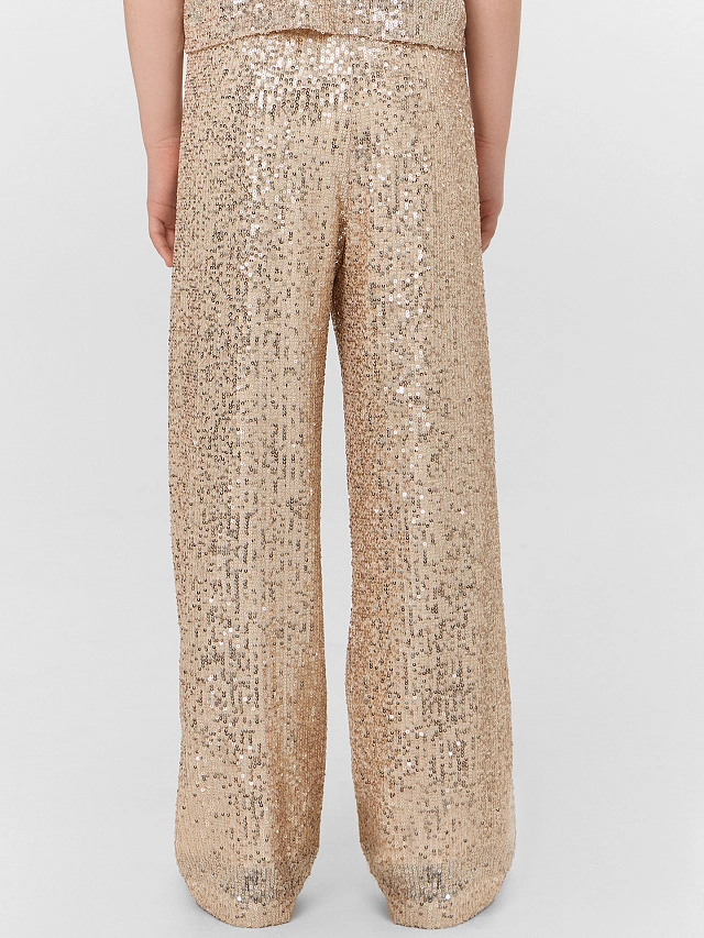 Брюки для девочки бежевые с пайетками - 3