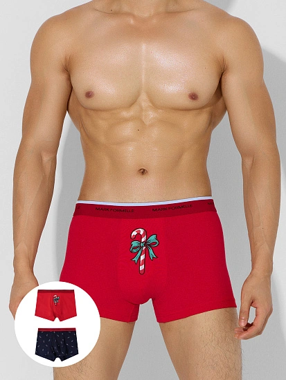картинка Трусы боксеры мужские с новогодним принтом в наборе, 2 шт от магазина мужской одежды Mark Formelle