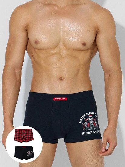 картинка Трусы боксеры мужские с новогодним принтом в наборе, 2 шт от магазина мужской одежды Mark Formelle