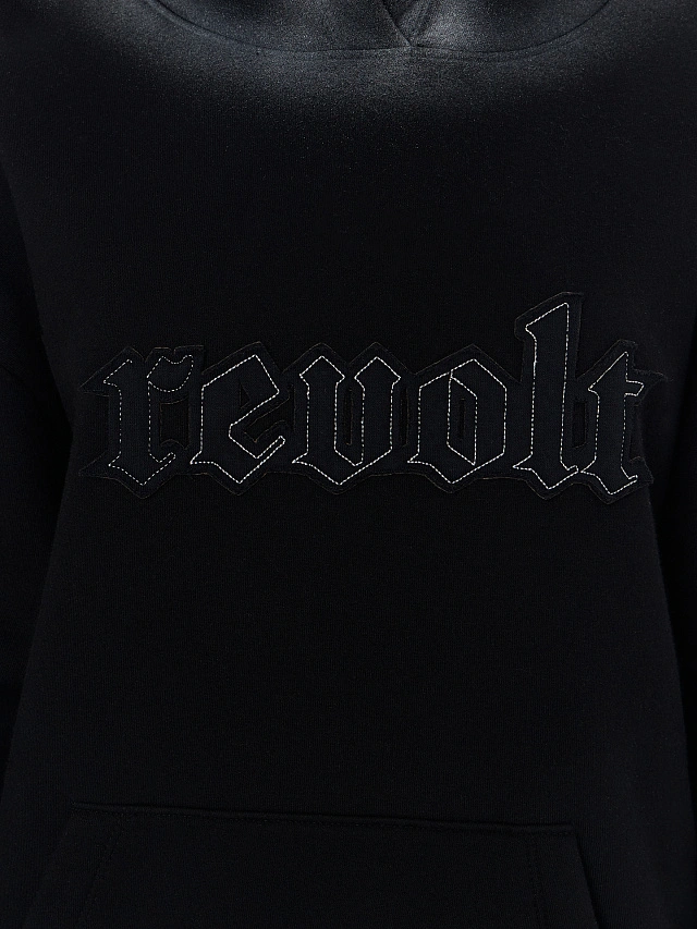 Худи женское черное с начесом и надписью "Revolt" - 5