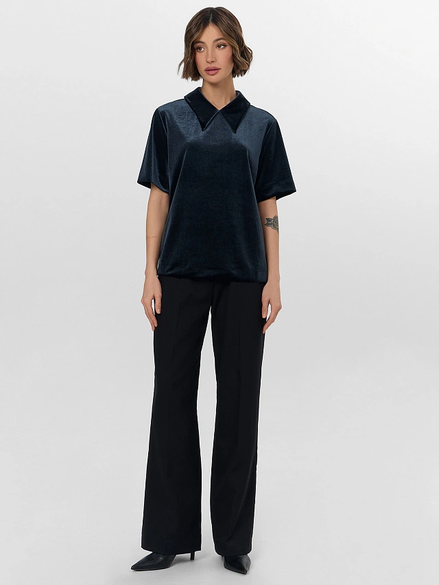 Поло велюровое женское черное - 4