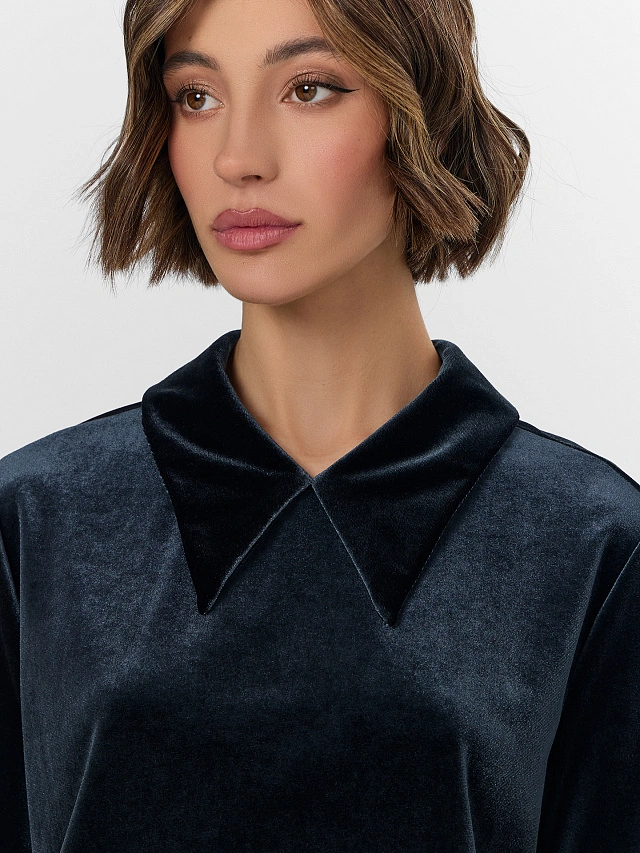 Поло велюровое женское черное - 5