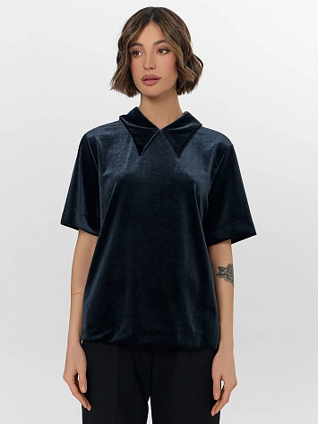 Поло велюровое женское черное