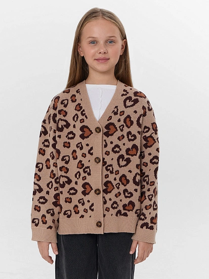 картинка Кардиган для девочек с леопардовым принтом от известного бренда одежды для девочек Mark Formelle