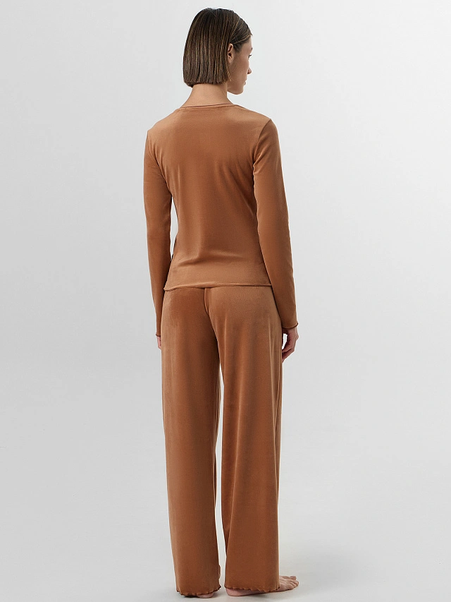 Комплект домашний женский велюровый коричневый - 2