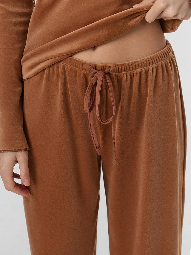 Комплект домашний женский велюровый коричневый - 4