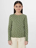 Джемпер для девочек зеленый с цветочным принтом