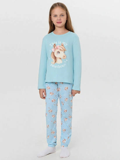 картинка Комплект для девочек голубой с принтом от известного бренда одежды для девочек Mark Formelle