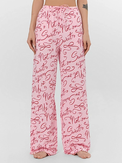картинка Брюки домашние женские розовые с узором от магазина стильной одежды Mark Formelle