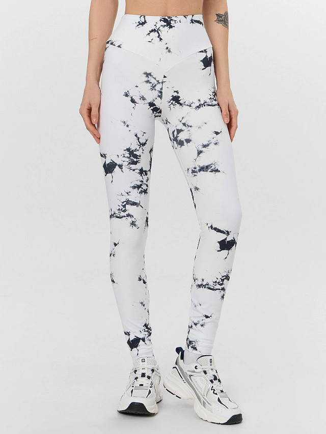 Легинсы женские белые с эффектом тай-дай - 2